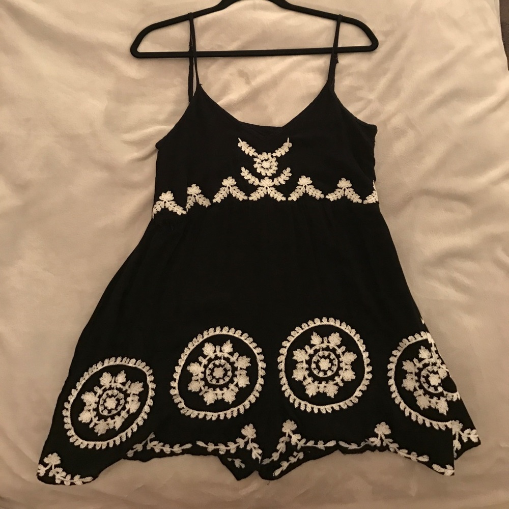 LF Black Embroidered Romper